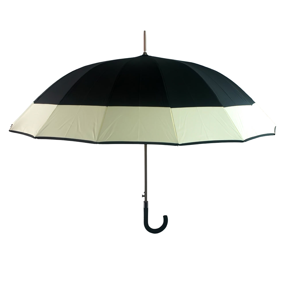 Black with Cream Border Large Canopy Size Umbrella for Adults
