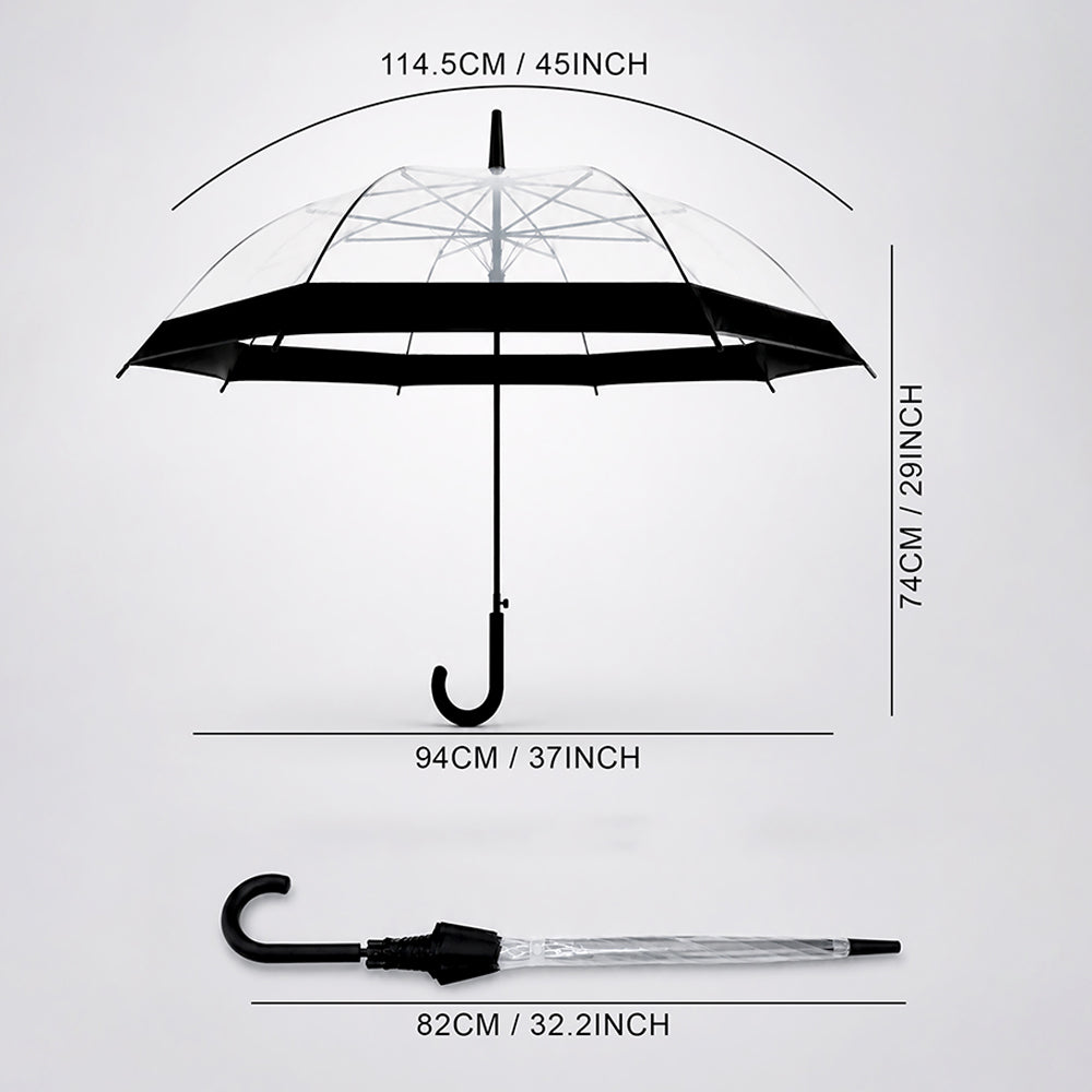 Black Big Border Transparent Umbrella for Teens & Adults