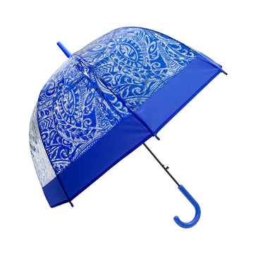 Self Print Dark Blue Transparent Umbrella for Kids and Teens, 8yrs - 15yrs