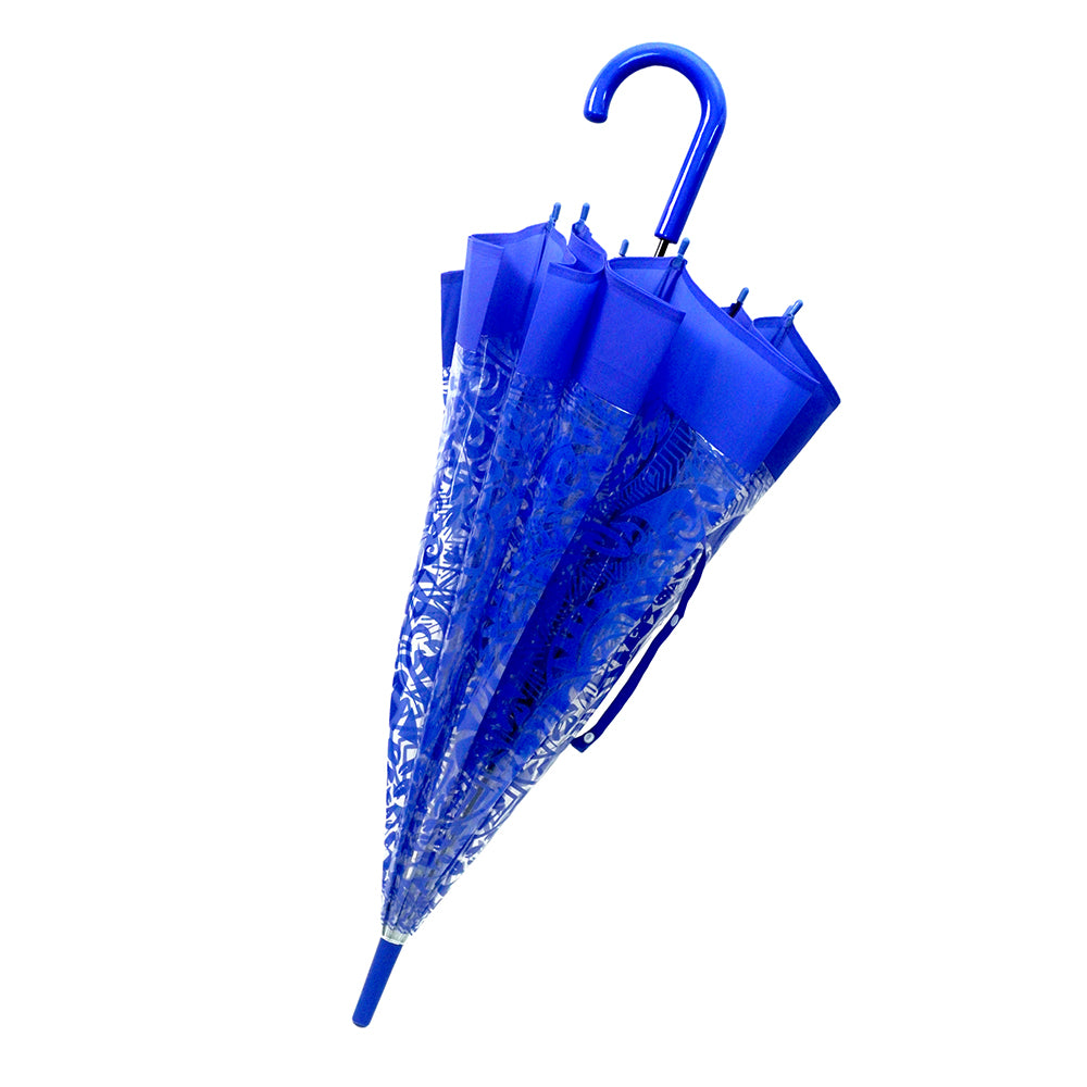 Self Print Dark Blue Transparent Umbrella for Kids and Teens, 8yrs - 15yrs
