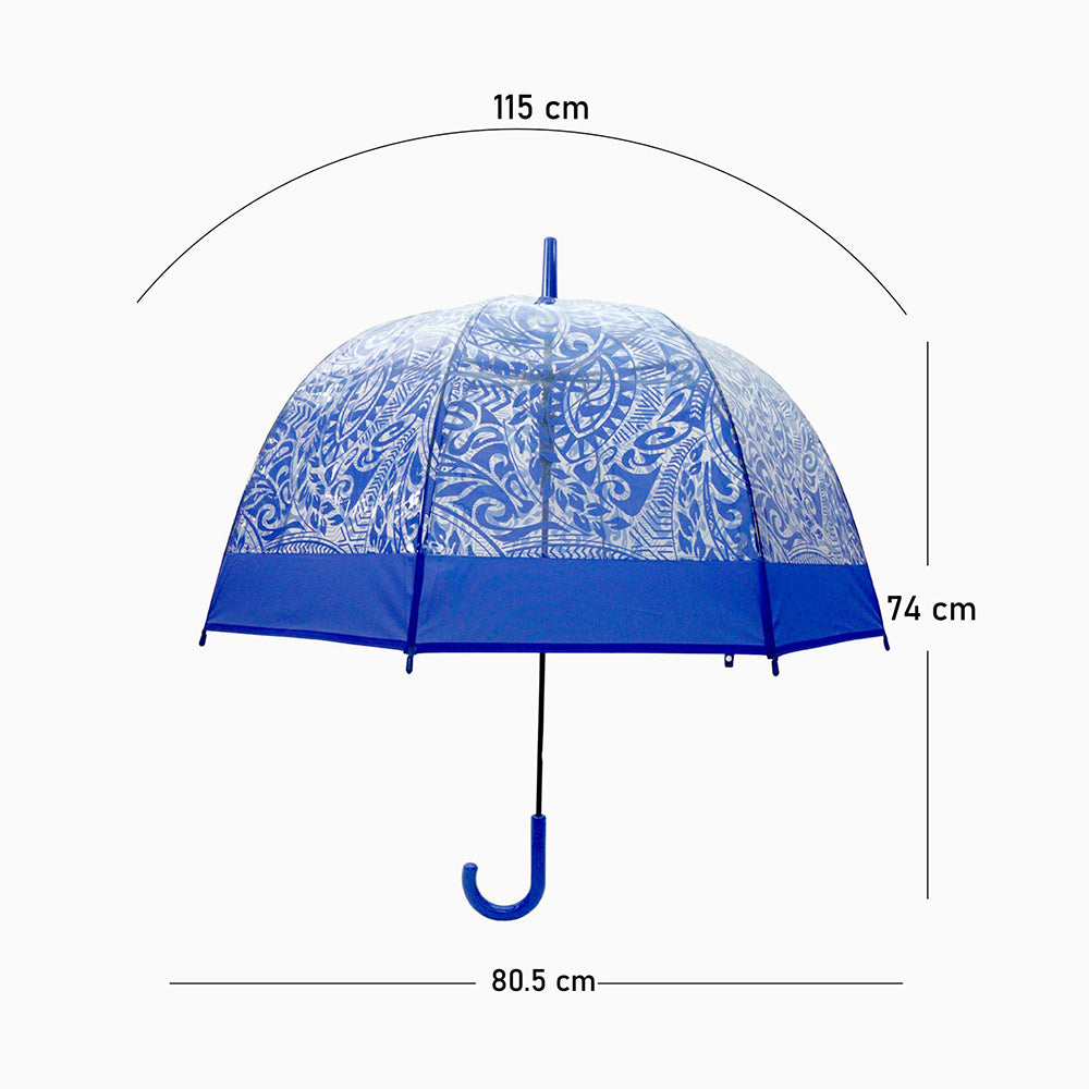 Self Print Dark Blue Transparent Umbrella for Kids and Teens, 8yrs - 15yrs