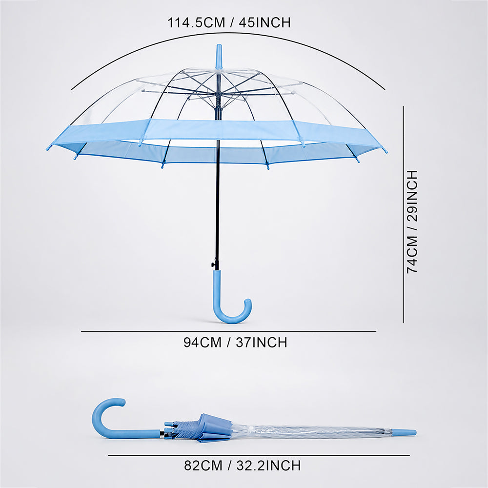 Blue Big Border Transparent Umbrella for Teens & Adults