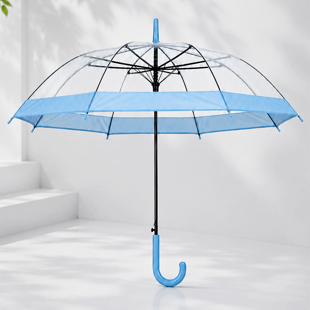 Blue Big Border Transparent Umbrella for Teens & Adults