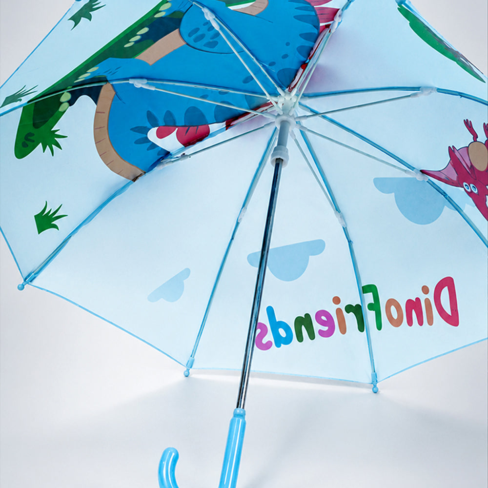 3D Face Blue Dino Spikes Umbrella for Kids-3-8Y