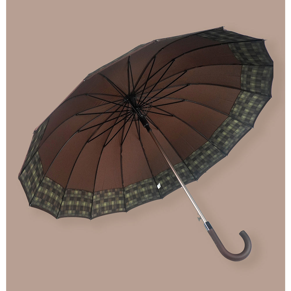 Brown Checks Large Canopy Size Umbrella for Adults
