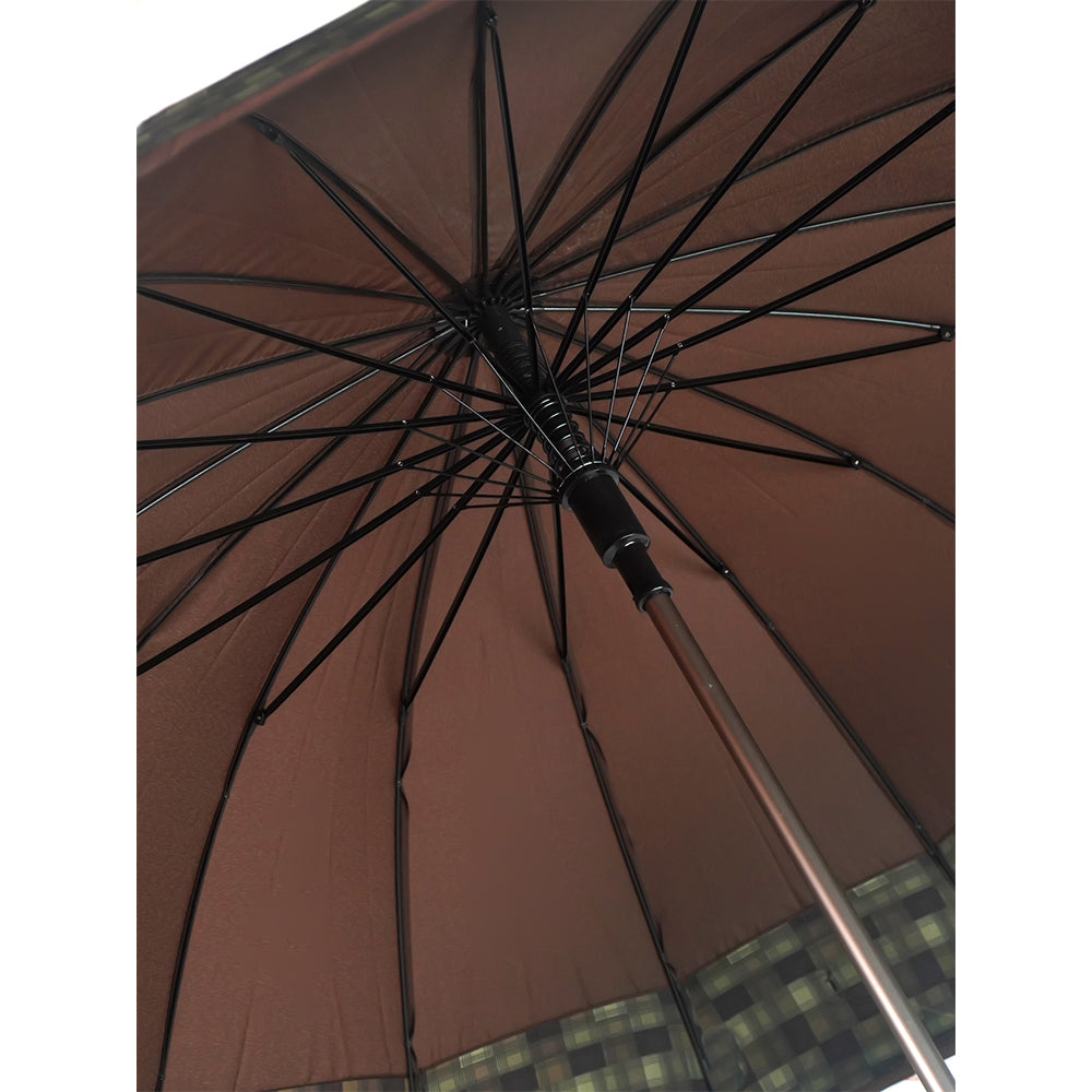 Brown Checks Large Canopy Size Umbrella for Adults