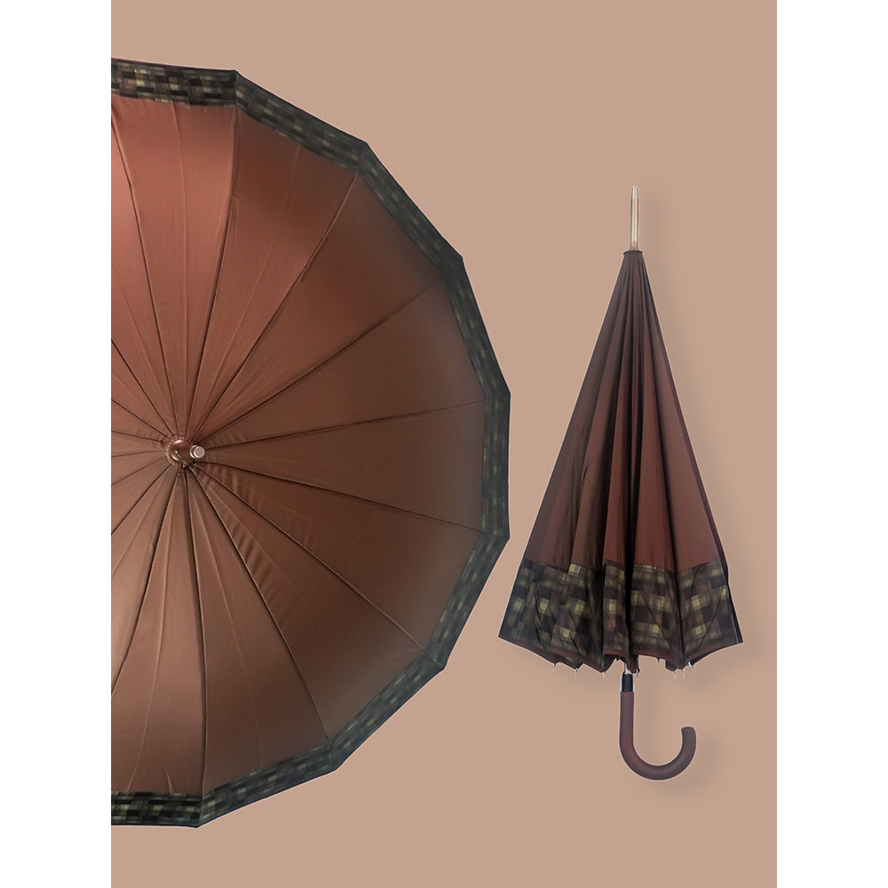 Brown Checks Large Canopy Size Umbrella for Adults