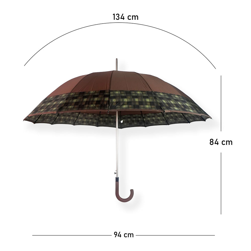 Brown Checks Large Canopy Size Umbrella for Adults