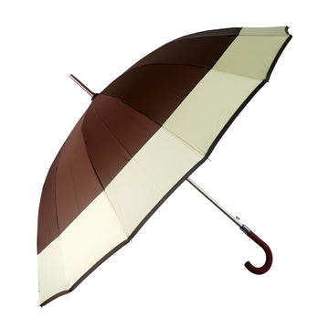 Brown with Cream Border Large Canopy Size Umbrella for Adults