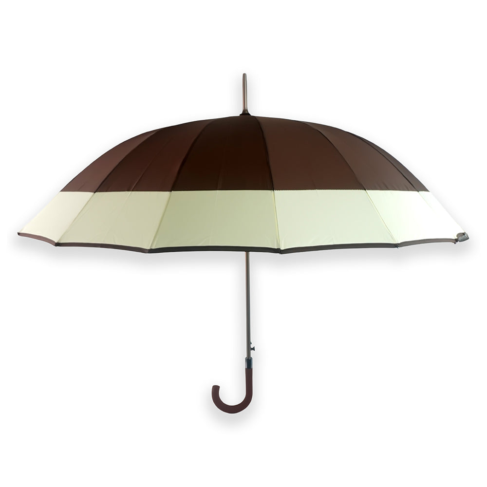 Brown with Cream Border Large Canopy Size Umbrella for Adults