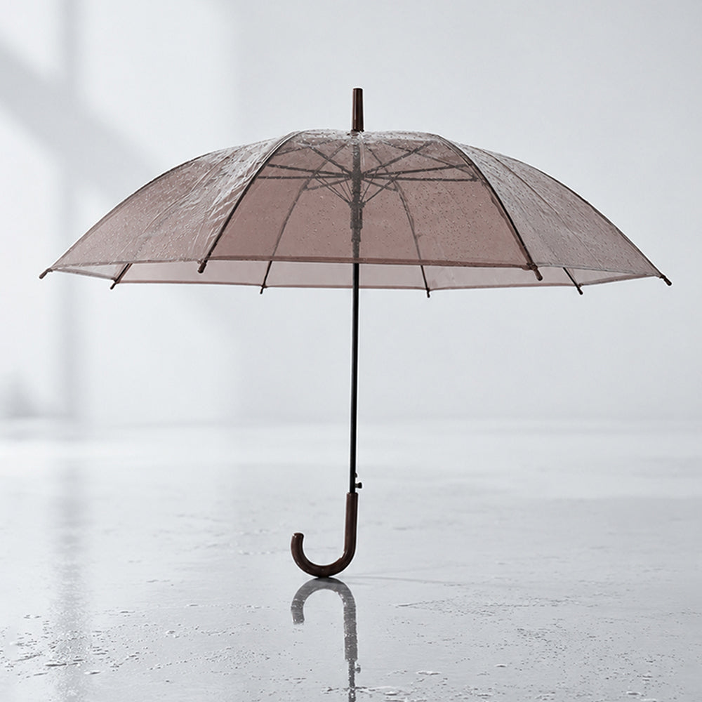 Coffee Brown Jelly Transparent Umbrella for Teens & Adults