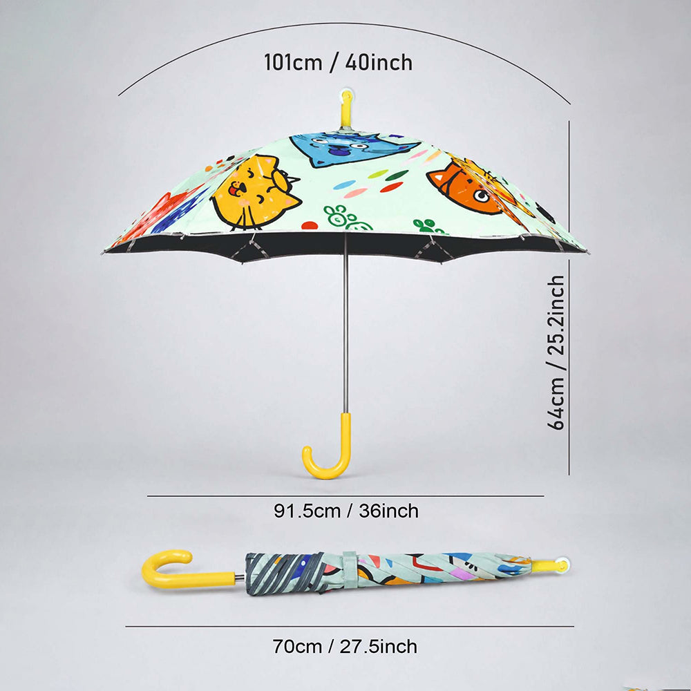 Wheel style Cat & Dog Printed UPF 50+ Kids-Umbrella-5-10Y