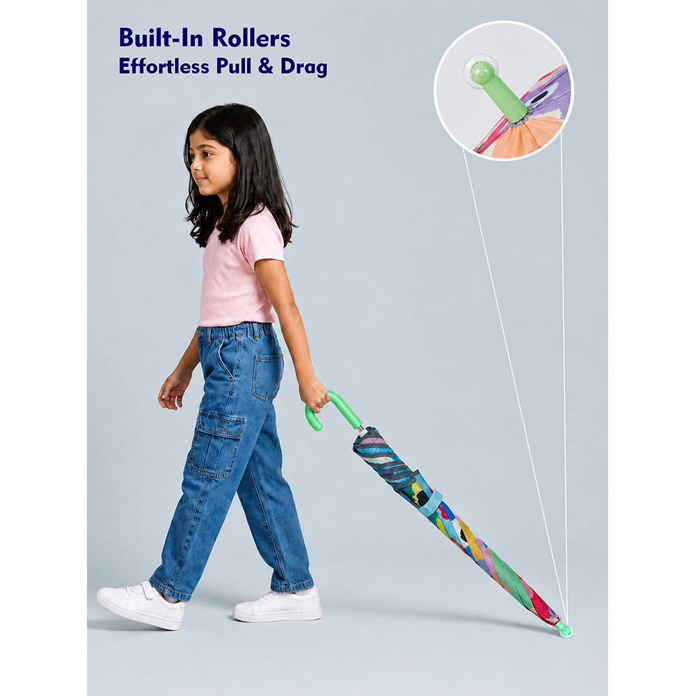 Wheel style Colorful Monster Printed UPF 50+ Kids-Umbrella-5-10Y