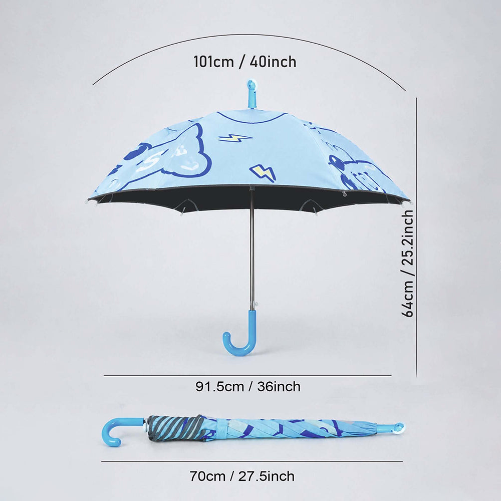 Wheel style Blue Cute Dino Printed UPF 50+ Kids-Umbrella-5-10Y