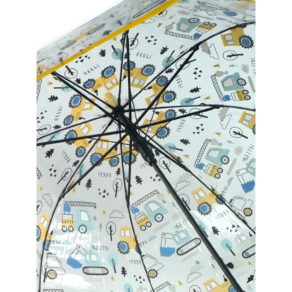 Yellow Dome style construction theme Transparent Umbrella for Kids, 1-5years