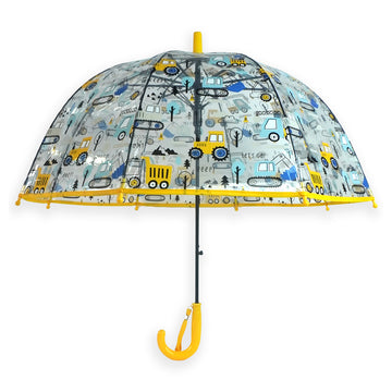 Yellow Dome style construction theme Transparent Umbrella for Kids, 1-5years