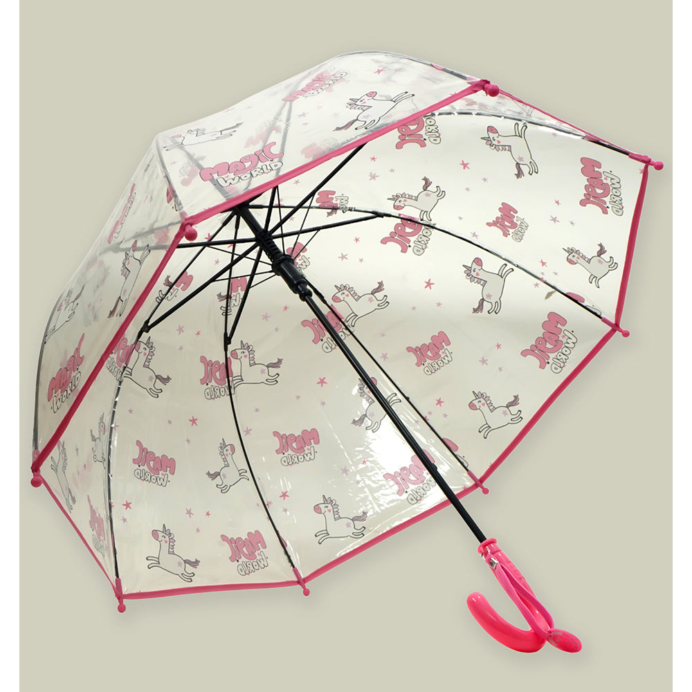 Magic World Unicorn theme Dome style Transparent Umbrella for Kids, 1-5years