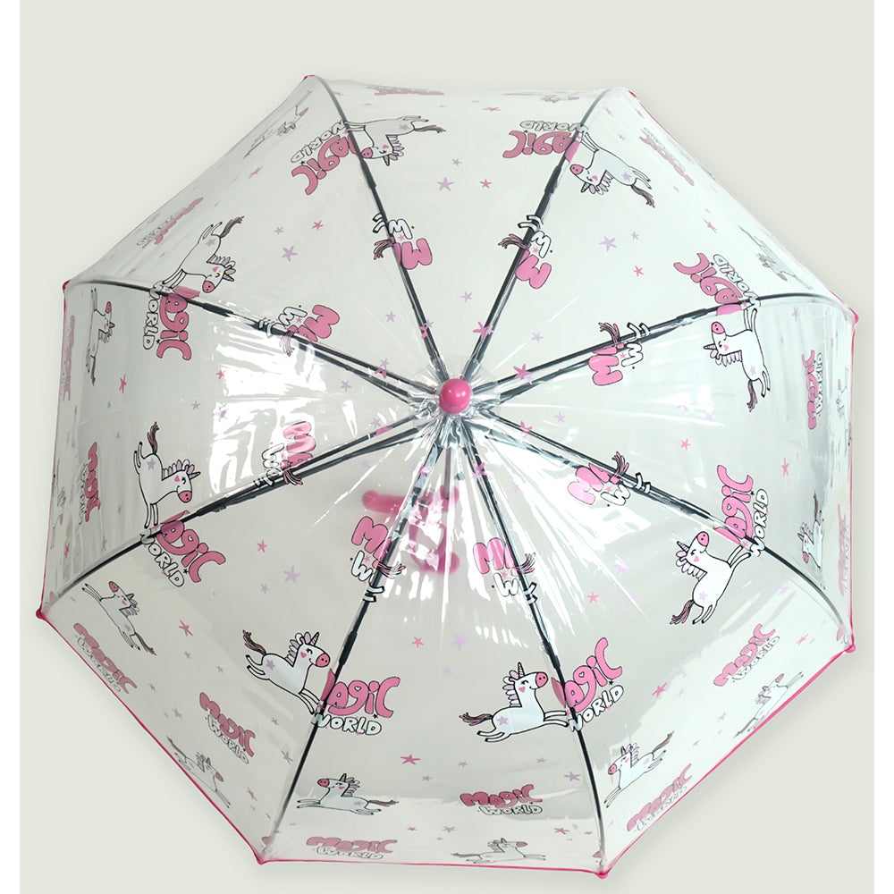 Magic World Unicorn theme Dome style Transparent Umbrella for Kids, 1-5years