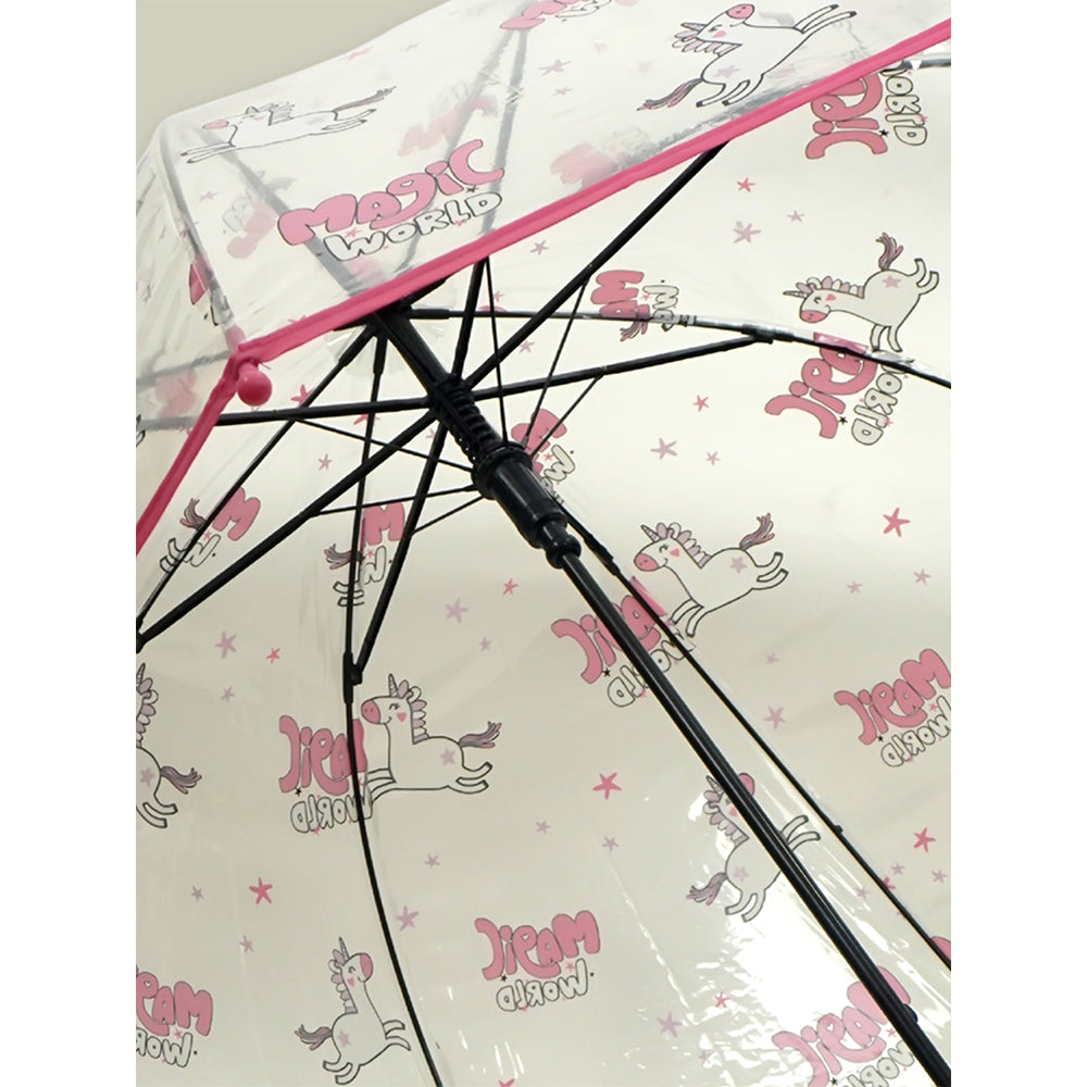 Magic World Unicorn theme Dome style Transparent Umbrella for Kids, 1-5years