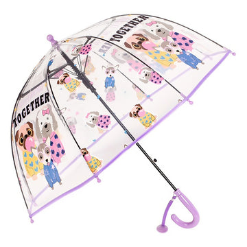 Puppy Family theme Dome style Transparent Umbrella for Kids, 1-5years