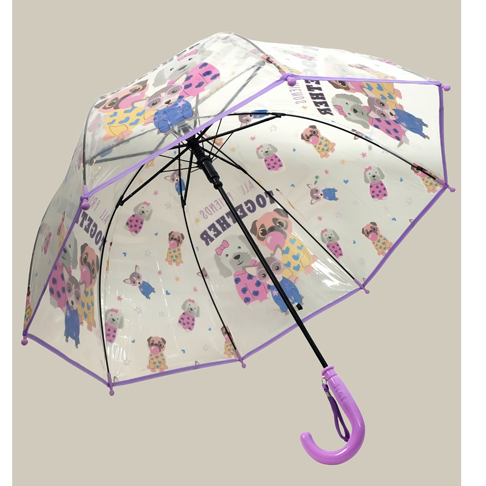 Puppy Family theme Dome style Transparent Umbrella for Kids, 1-5years