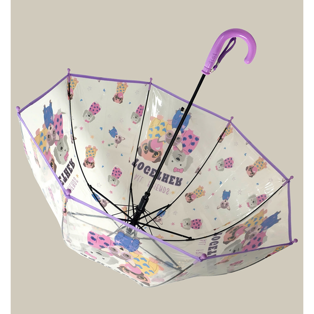 Puppy Family theme Dome style Transparent Umbrella for Kids, 1-5years