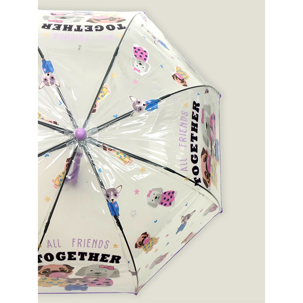 Puppy Family theme Dome style Transparent Umbrella for Kids, 1-5years