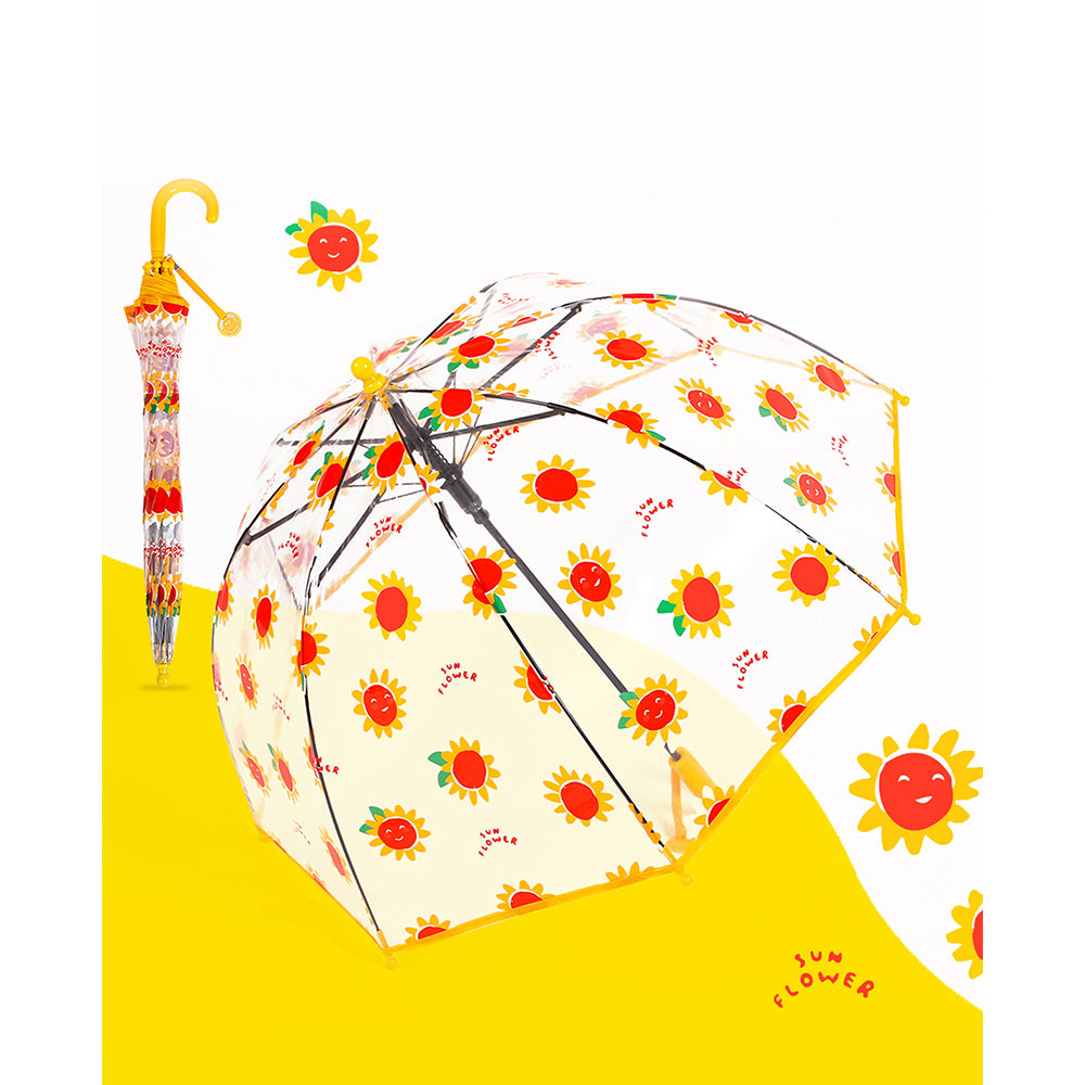 Sunflower theme Dome style Transparent Umbrella for Kids, 1-5years