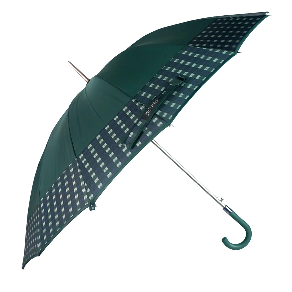 Bottle Green Checks Large Canopy Size Umbrella for Adults