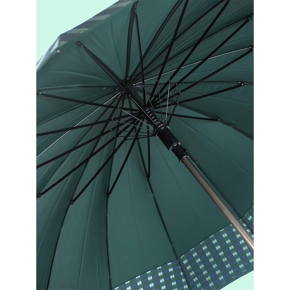 Bottle Green Checks Large Canopy Size Umbrella for Adults