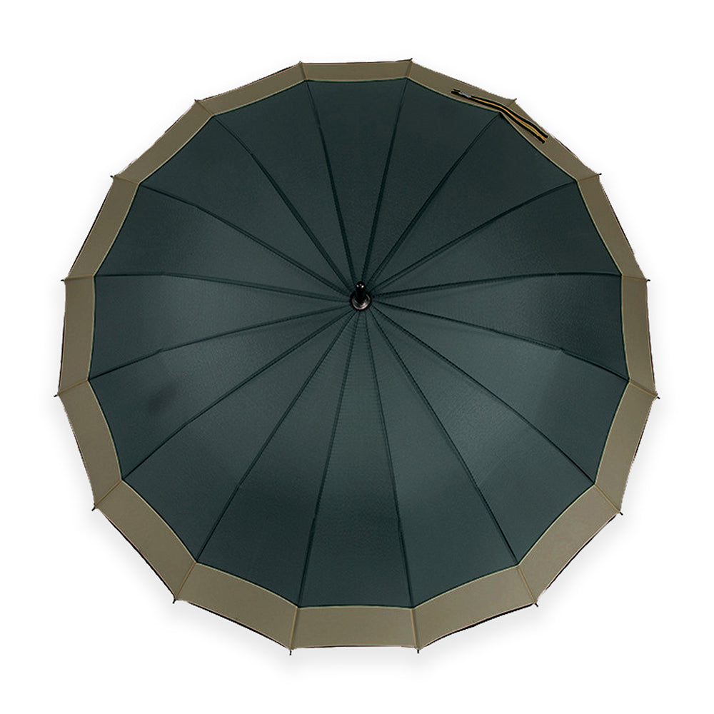 Dark Green with Brown Border Large Canopy Size Umbrella for Adults