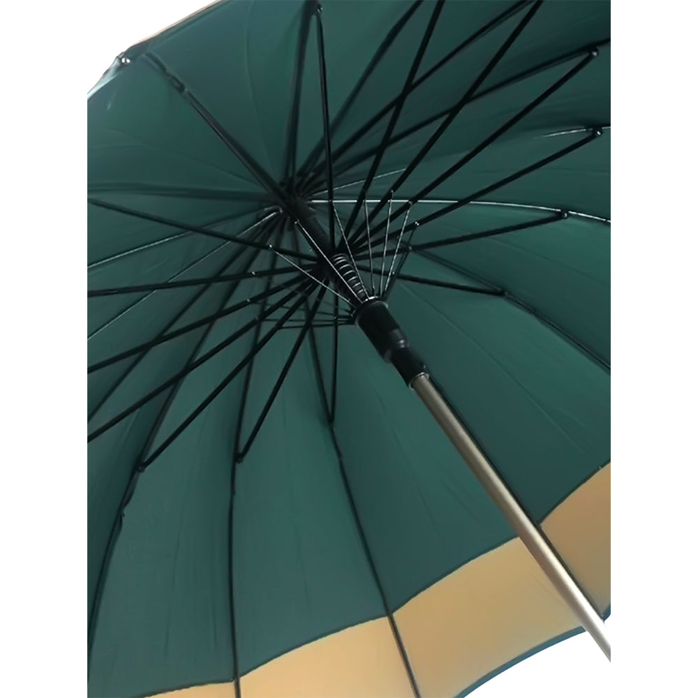 Dark Green with Brown Border Large Canopy Size Umbrella for Adults