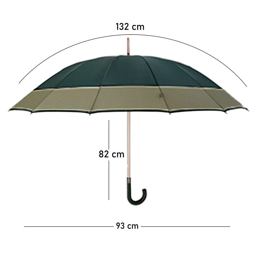 Dark Green with Brown Border Large Canopy Size Umbrella for Adults