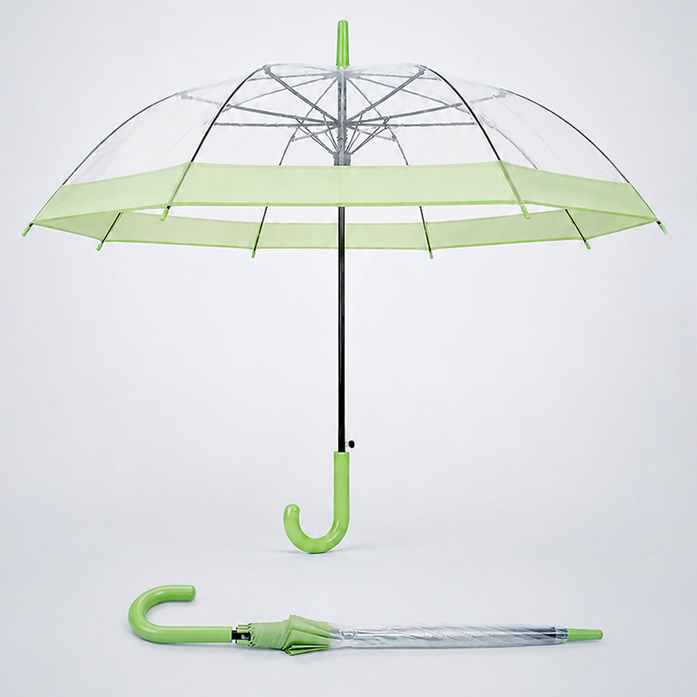 Green Big Border Transparent Umbrella for Teens & Adults