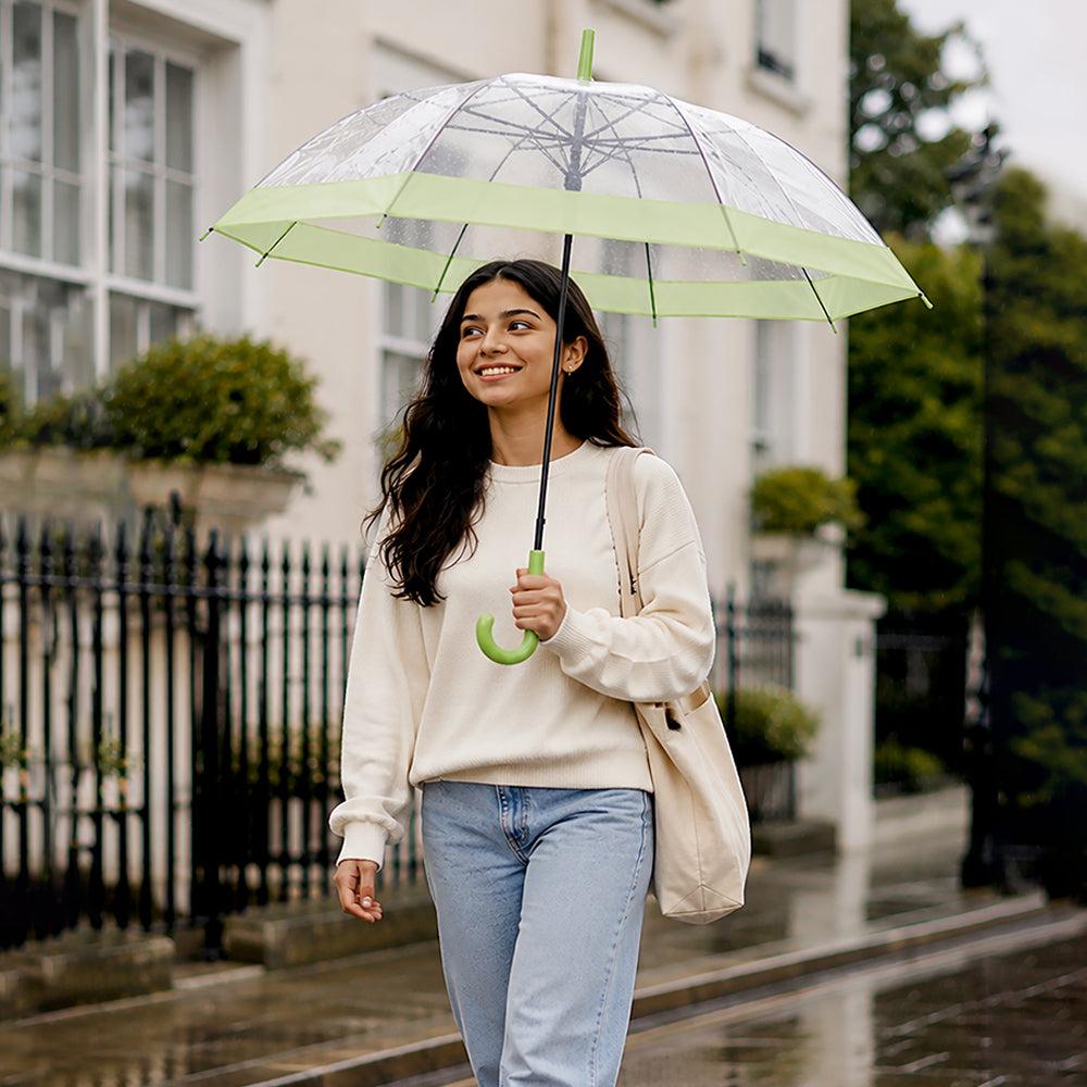 Green Big Border Transparent Umbrella for Teens & Adults