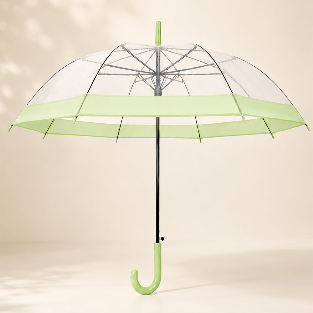 Green Big Border Transparent Umbrella for Teens & Adults