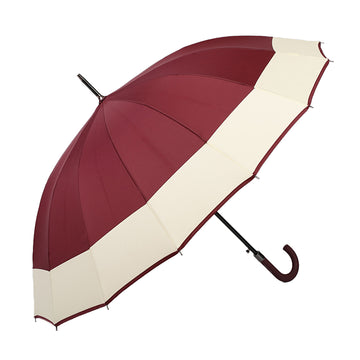 Maroon with Cream Border Large Canopy Size Umbrella for Adults