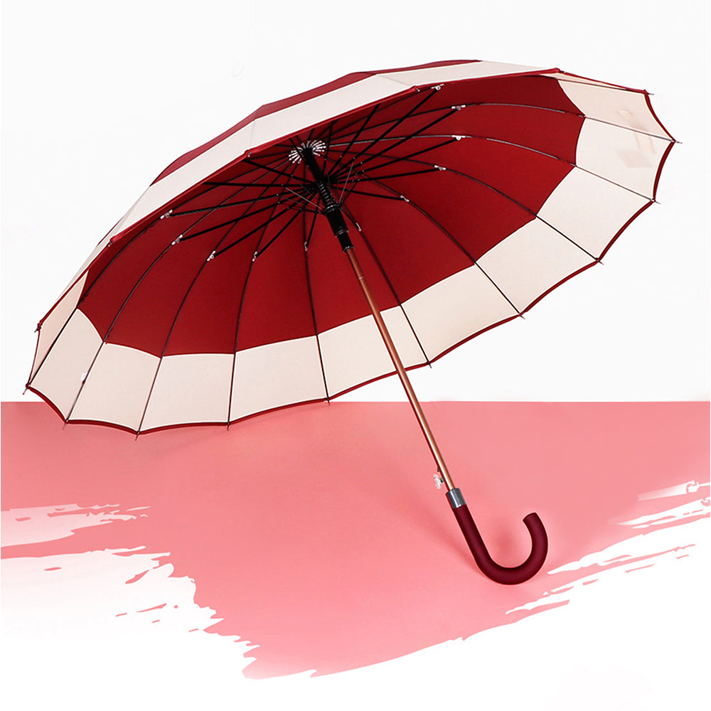 Maroon with Cream Border Large Canopy Size Umbrella for Adults