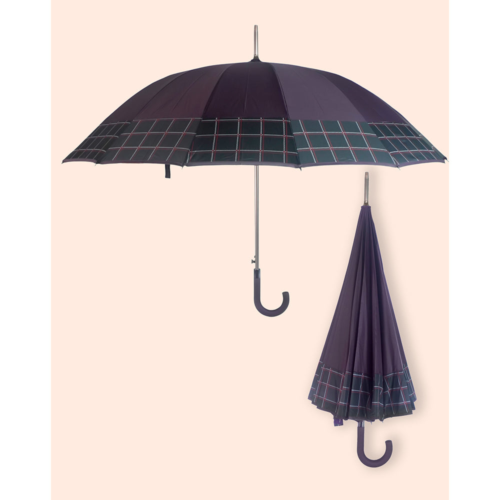 Mauve Checks Large Canopy Size Umbrella for Adults