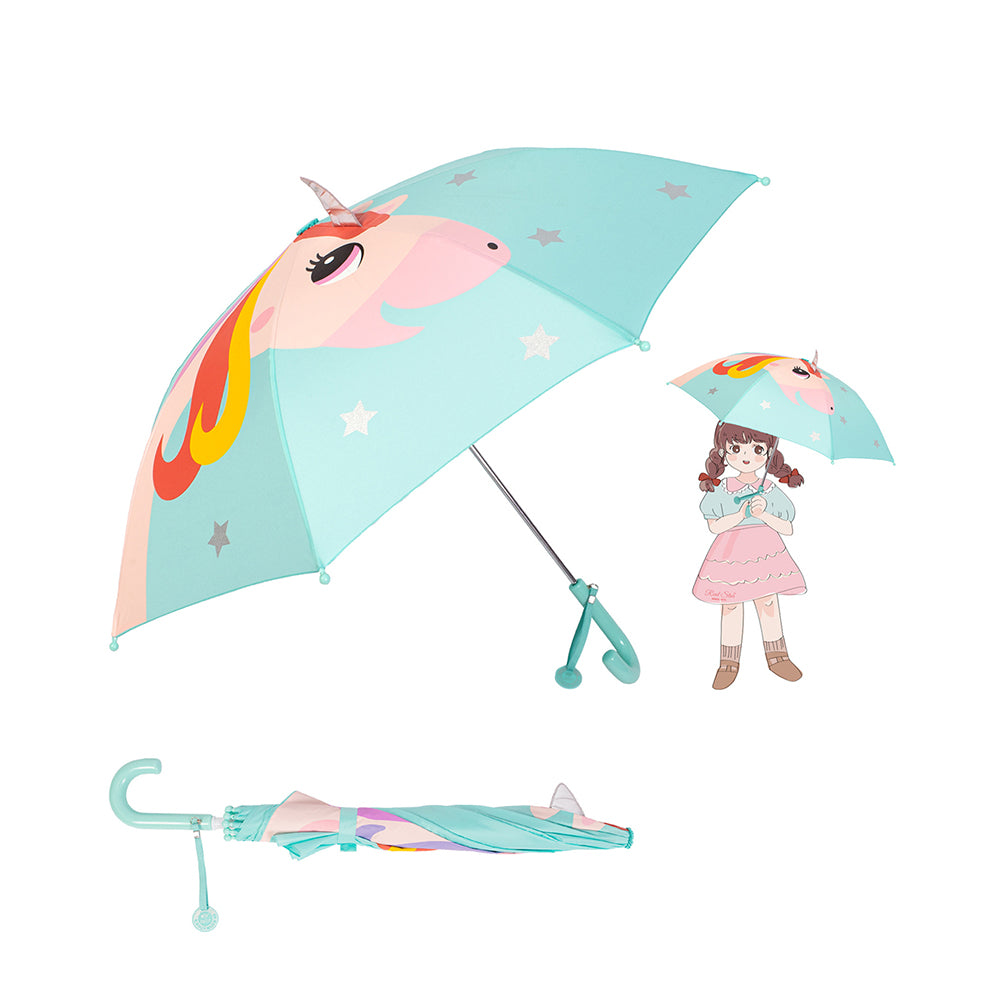 Mint Unicorn Big Face Umbrella for Kids, 5yrs - 10yrs
