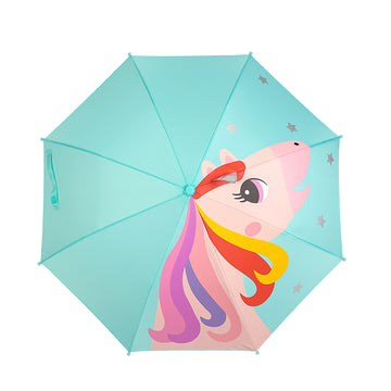 Mint Unicorn Big Face Umbrella for Kids, 5yrs - 10yrs
