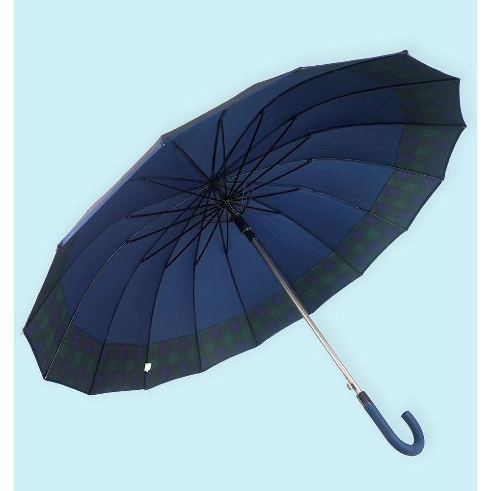 Navy And Black Checks Large Canopy Size Umbrella for Adults