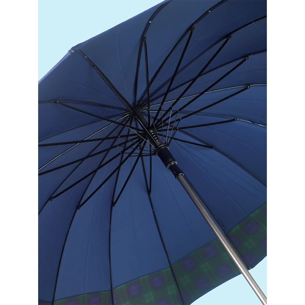 Navy And Black Checks Large Canopy Size Umbrella for Adults