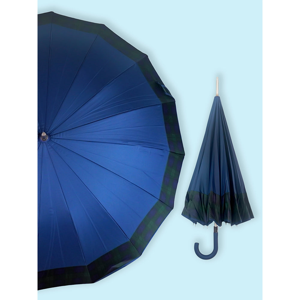 Navy And Black Checks Large Canopy Size Umbrella for Adults