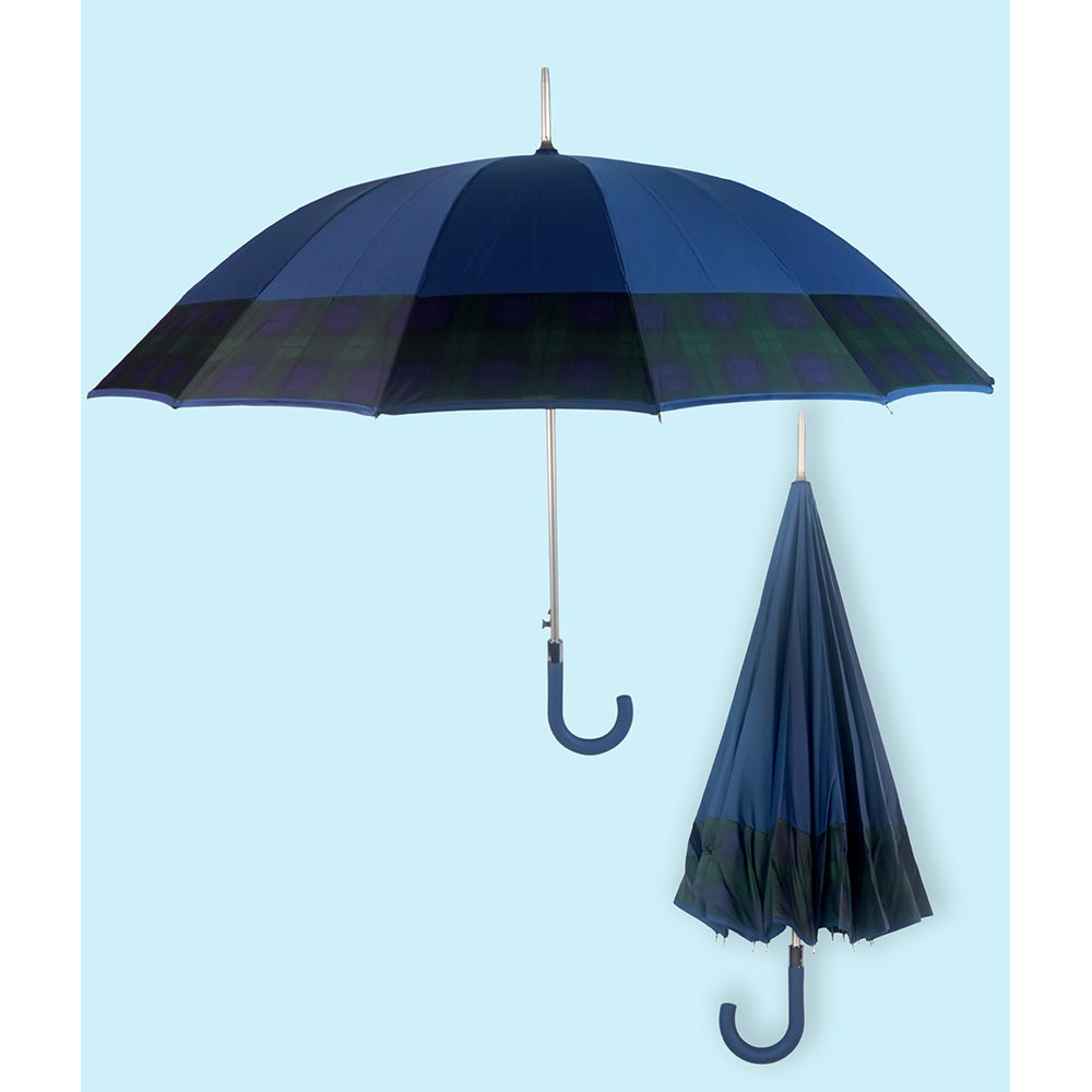 Navy And Black Checks Large Canopy Size Umbrella for Adults