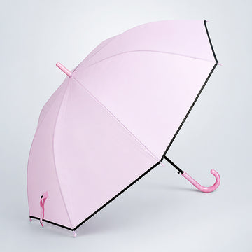 Pastel Pink Solid Black border Umbrella for Adults