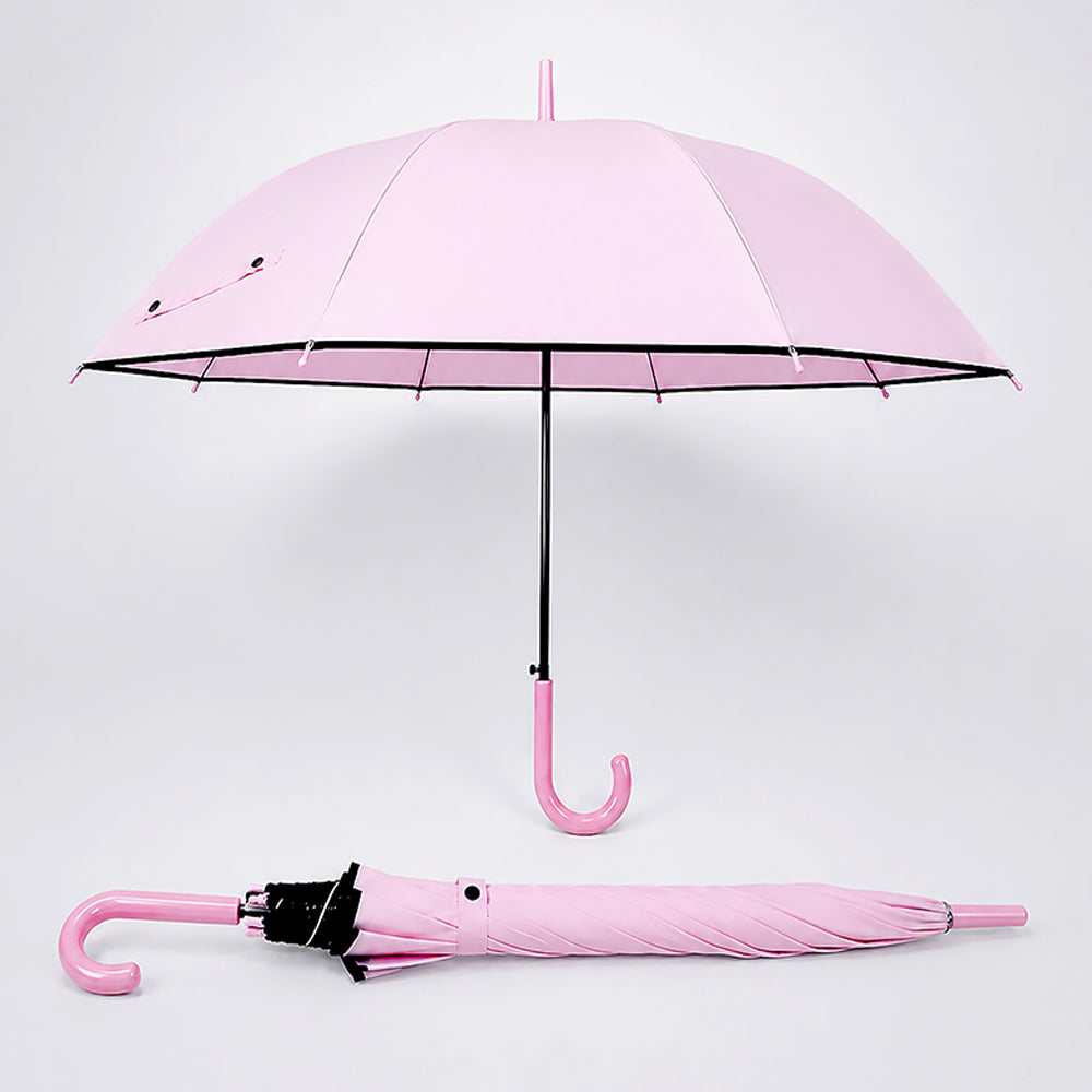 Pastel Pink Solid Black border Umbrella for Adults
