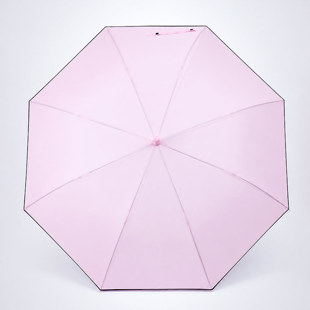 Pastel Pink Solid Black border Umbrella for Adults