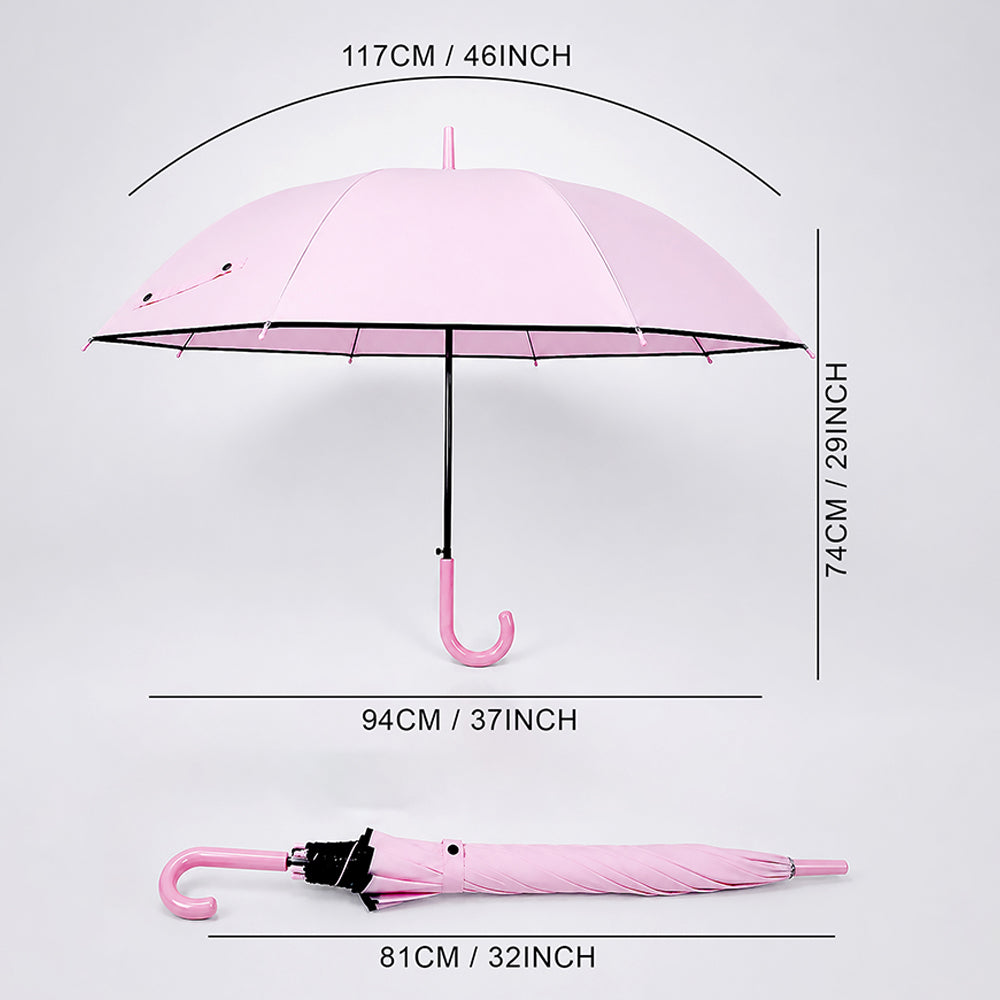 Pastel Pink Solid Black border Umbrella for Adults
