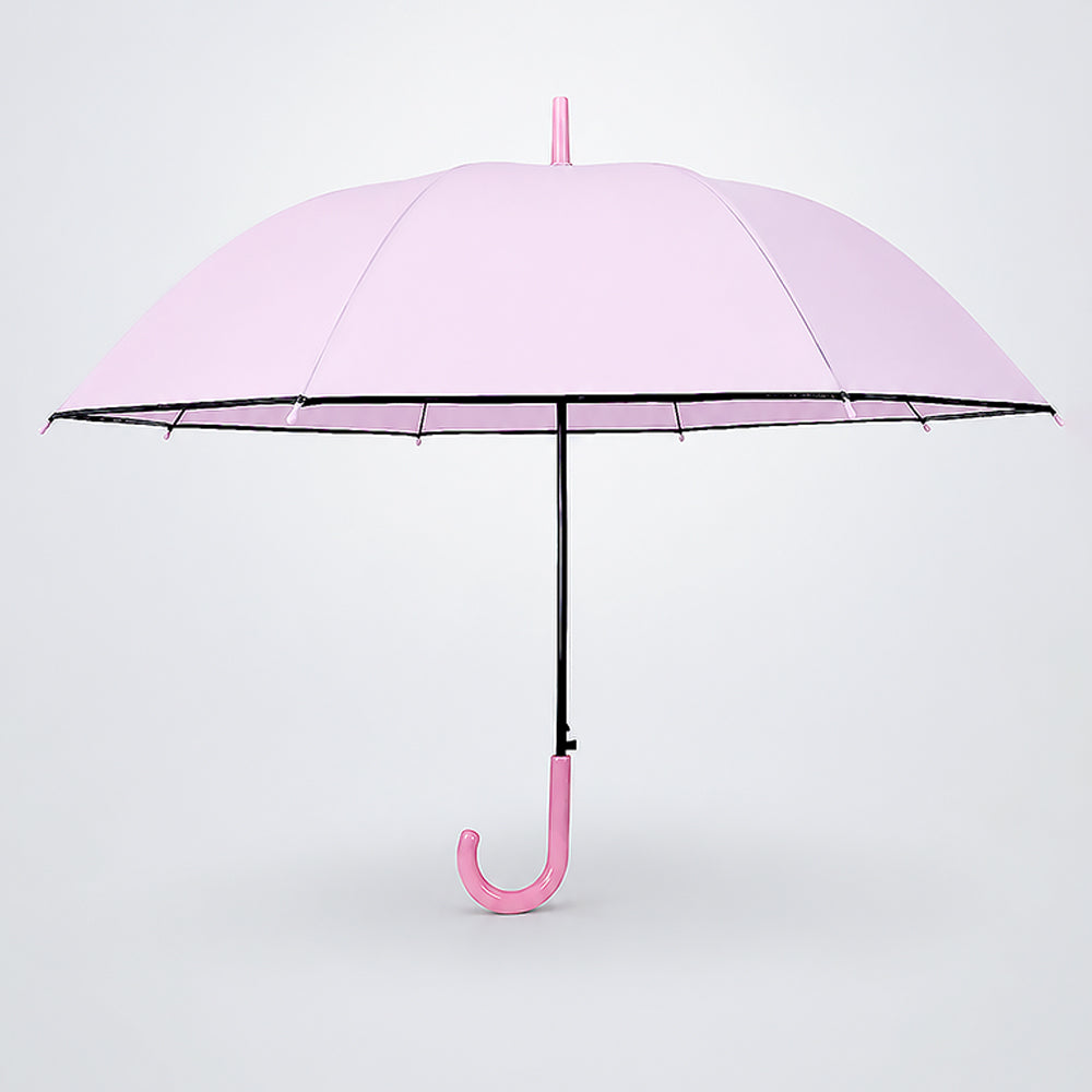 Pastel Pink Solid Black border Umbrella for Adults